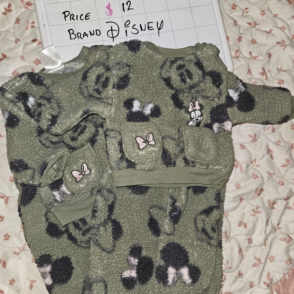 Disney Olive and Pink Baby Fleece Outfit